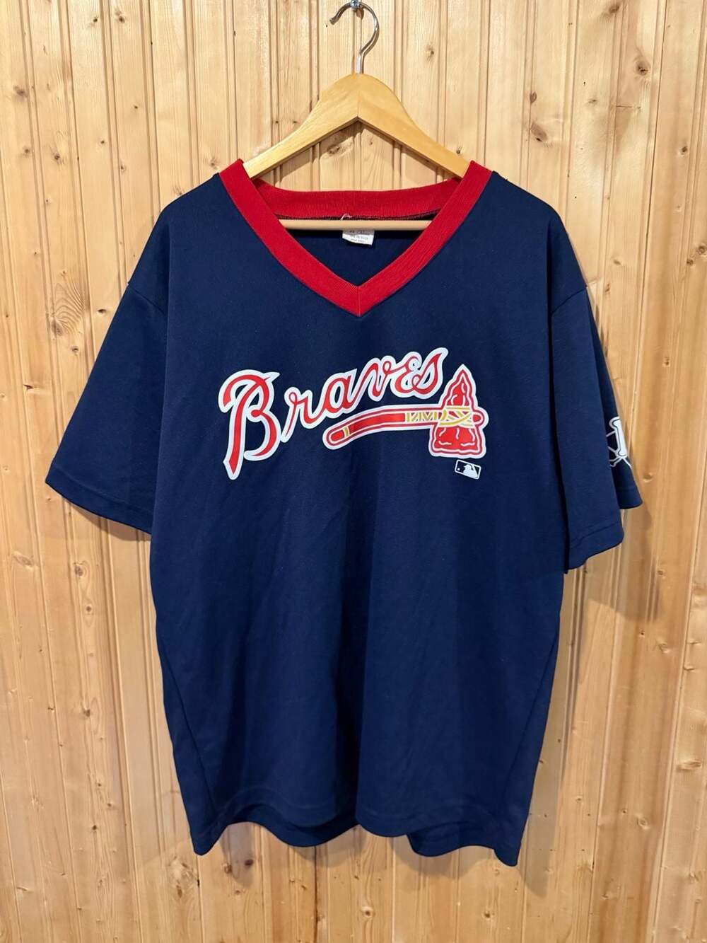 Vintage Evans Atlanta Braves MLB V-Neck Jersey Shirt #33